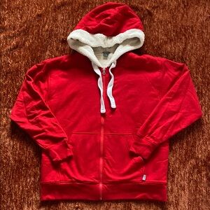 Red Hooded Zip-Up Jacket